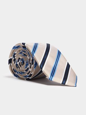 Men's Markham Regular Stone/Blue Stripe Tie