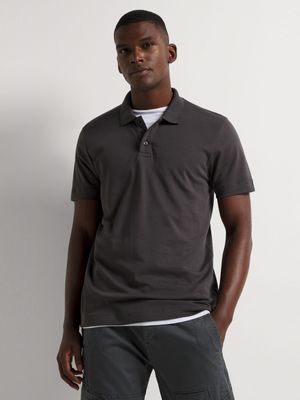 Men's Markham Interlock Button Dark Grey Golfer