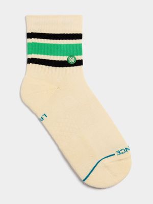 Stance Unisex Quarter Cream/Green Crew Socks