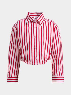 Jet Younger Girls Red/White Stripe Shirt