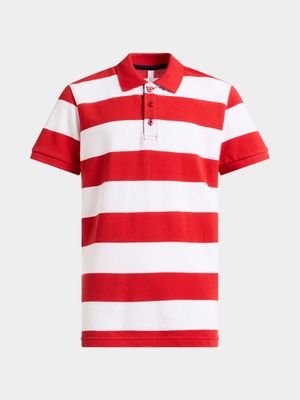 Older Boy's Red & White Striped Golfer