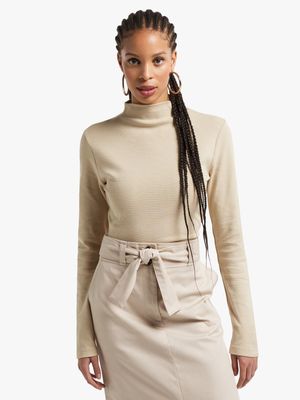 Women's VNTU Sand Rib Polo Neck Top