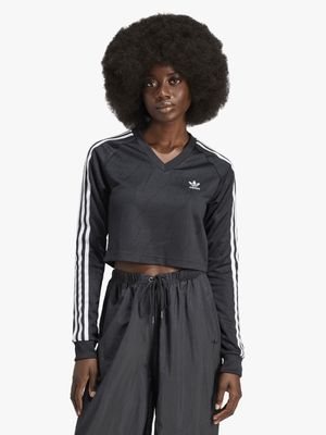 adidas Originals Women's Long Sleeve Black Cropped Top