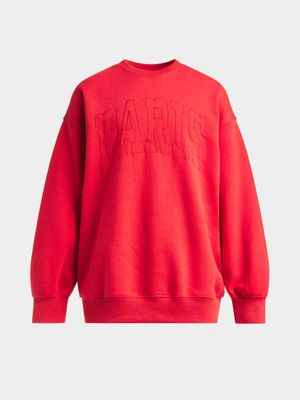 Girls Paris Oversized Crew Neck  Sweat Top