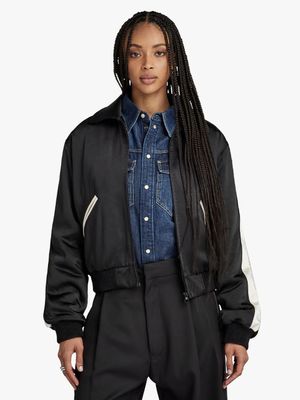 G-Star Women's Souvenir Satin Black Bomber Jacket