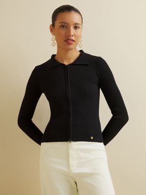 Women's Iconography Ribbed Zip Cardigan