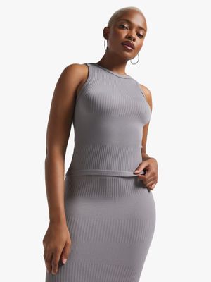 Women's Grey Seamless Co-Ord Vest