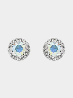 Sterling Silver Crystal Women's October Birthstone Stud Earrings