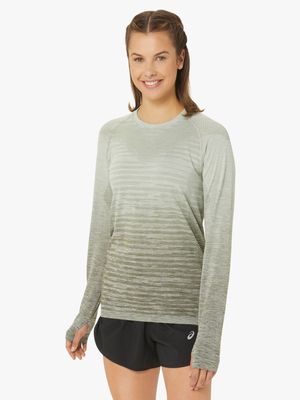 Womens Asics Seamless Long Sleeve Green Top