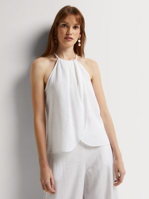 Linen-blend Halter Neck Cami