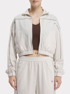 Reebok Women's Classics Retro Basketball Oatmeal Track Jacket