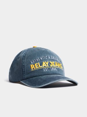 Men's Relay Jeans Pigment Wash 5 Panel/Pop of Colour Blue Peak Cap