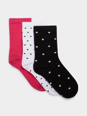 Women's Polka Dot 3-Pack Anklet Socks