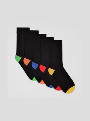 5 PACK HEEL AND TOE COLOUR SOCKS