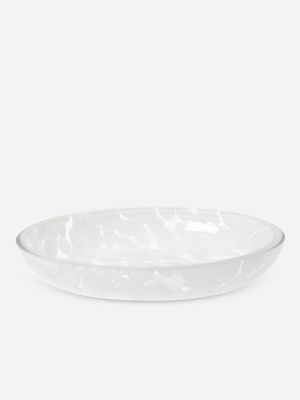 Soap Dish White Speckle Glass