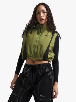 Puma Women's DARE TO Woven Green Vest