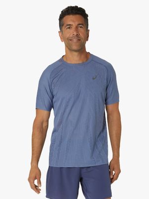 Mens Asics Metarun Short Sleeve Blue Top