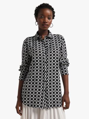 Women's Black & White Chain Print Shirt