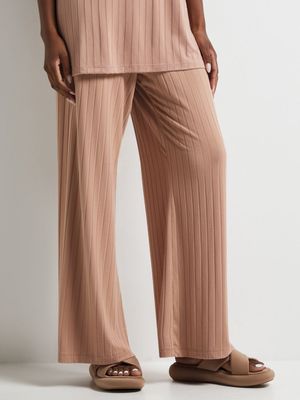 Rib Knit Wide Leg Pants