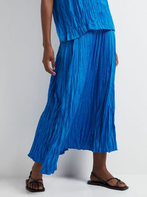 Pleated Satin Maxi Skirt