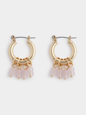 Gold Plated Hoop Earrings with Precious Stones