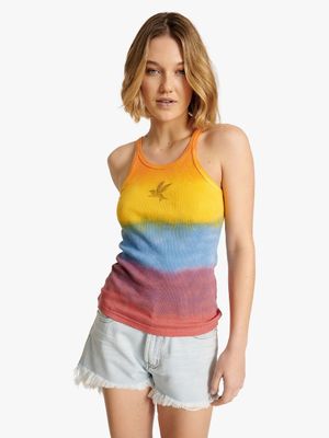 Women's One Teaspoon Sunset Stripe Rib Tank Top