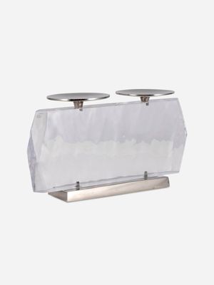 Dual Aluminium & Acrylic Pillar Candle Holder