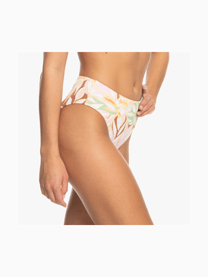 Women's Roxy Quiet Green Meadow Flowers Midwaist Bikini Bottoms