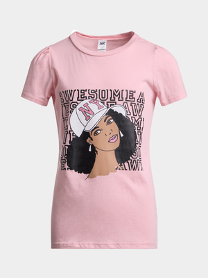 Jet Older Girls Pink Face Graphic T-Shirt