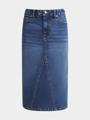 Girls Denim Midi Skirt