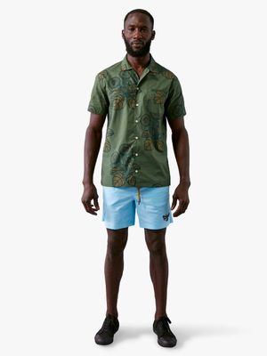 Men's Mami Wata Green Floral Watch Shirt