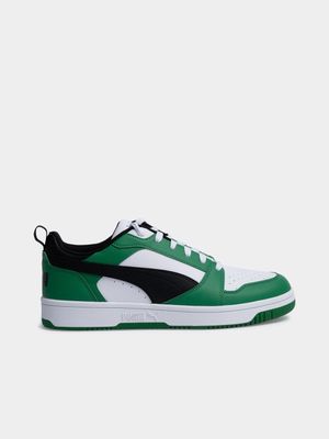 Mens Puma Rebound V6 White/Green Sneaker