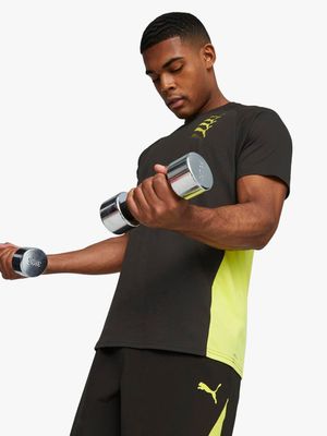 Mens Puma Fit Triblend Ultrabreathe Black/Yellow Training Tee