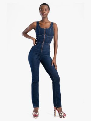 Sissy Boy Front Zip Button Detail Jumpsuit