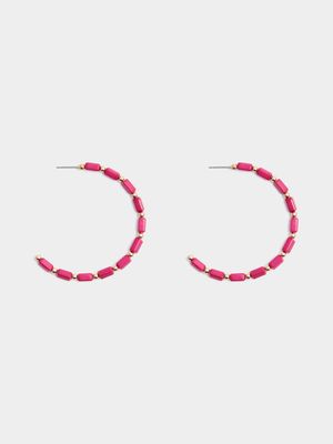 Skinny Glam Bead Hoop Earrings