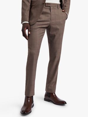 Men's Markham Slim Check Brown/Chestnut Suit Trouser