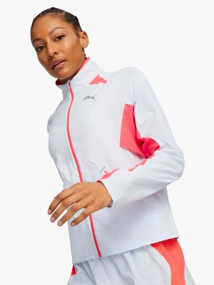 Womens Puma Run Ultraweave Icy Blue/Coral Jacket