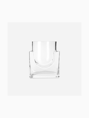 Vase Structured Deco Short Clear 17 x 14.5cm