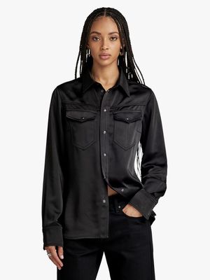 G-Star Women's Slim Satin Black Shirt