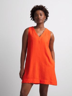 Women's Canvas V-Neck Shift Dress