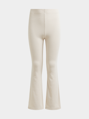 Younger Girl's Natural Rib Flare Leggings