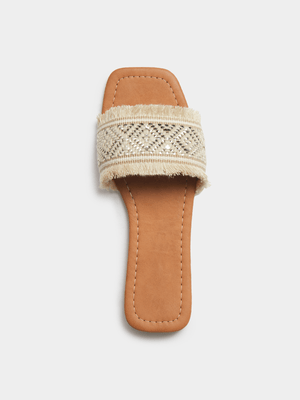 Women's Gold & Natural Frayed Sandals