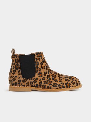 Older Girl's Animal Print Chelsea Boots