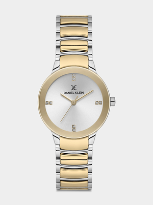 Daniel Klein Gold Plated Silver Tone Dial Two-Tone Bracelet Watch