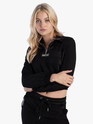 Women's Sissy Boy Black Cropped Quater Zip Jacket