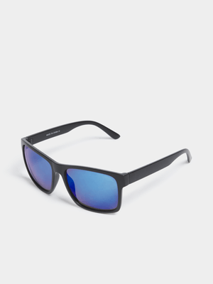 Jet Men's Black Flash Mirror Wayfarer Sunglasses