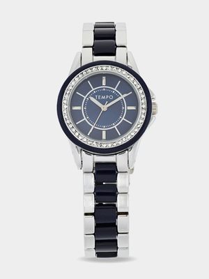 Tempo Ladies Silver & Navy Tone Bracelet Watch