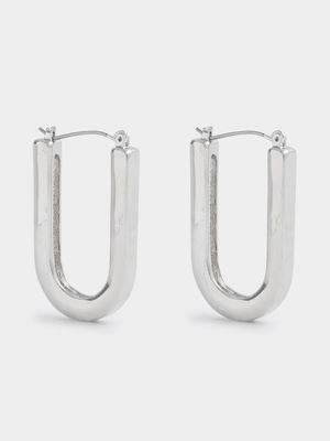 Solid Curve Oval Huggie Hoop Earrings