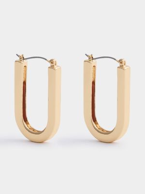 Solid Curve Oval Huggie Hoop Earrings