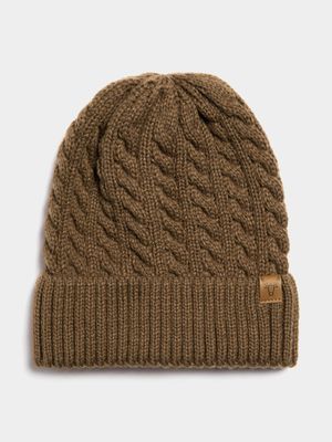 Men's Toffee Cable Knit Beanie